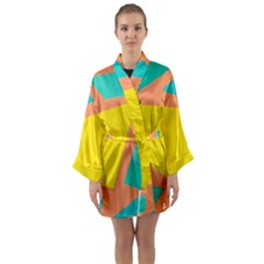 Geometric Design 02 Long Sleeve Satin Kimono