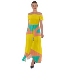 Geometric Design 02 Off Shoulder Open Front Chiffon Dress