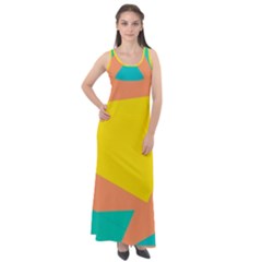 Geometric Design 02 Sleeveless Velour Maxi Dress