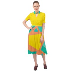 Geometric Design 02 Keyhole Neckline Chiffon Dress