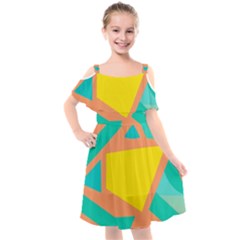 Geometric Design 02 Kids  Cut Out Shoulders Chiffon Dress