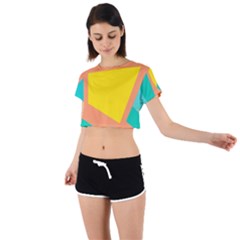 Geometric Design 02 Tie Back Short Sleeve Crop T-shirt