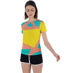 Geometric Design 02 Back Circle Cutout Sports T-shirt by myclothy