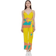 Geometric Design 02 V-neck Camisole Jumpsuit by myclothy