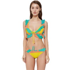 Geometric Design 02 Low Cut Ruffle Edge Bikini Set