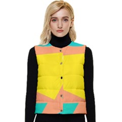 Geometric Design 02 Women s Button Up Puffer Vest