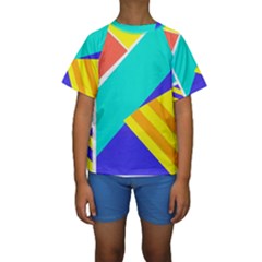 Geometric  Design 04 Kids  Short Sleeve Swimwear