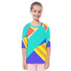 Geometric  Design 04 Kids  Quarter Sleeve Raglan T-shirt