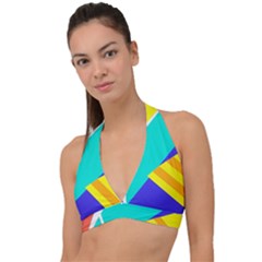 Geometric  Design 04 Halter Plunge Bikini Top