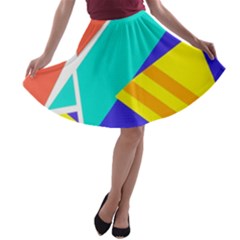 Geometric  Design 04 A-line Skater Skirt