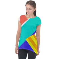 Geometric  Design 04 Cap Sleeve High Low Top