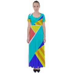 Geometric  Design 04 High Waist Short Sleeve Maxi Dress