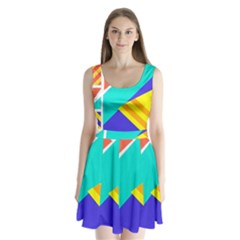 Geometric  Design 04 Split Back Mini Dress 