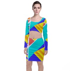 Geometric  Design 04 Long Sleeve Crop Top & Bodycon Skirt Set