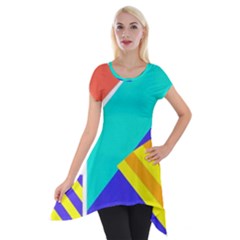 Geometric  Design 04 Short Sleeve Side Drop Tunic by myclothy