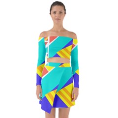 Geometric  Design 04 Off Shoulder Top With Skirt Set