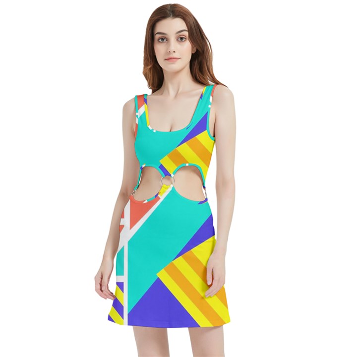 Geometric  Design 04 Velour Cutout Dress