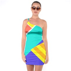 Geometric  Design 04 One Shoulder Ring Trim Bodycon Dress