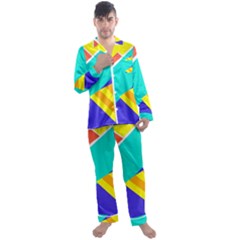 Geometric  Design 04 Men s Long Sleeve Satin Pajamas Set