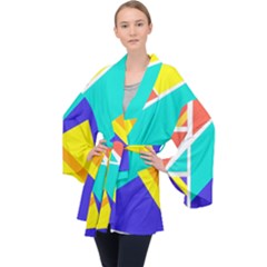 Geometric  Design 04 Long Sleeve Velvet Kimono  by myclothy