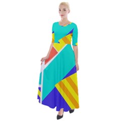 Geometric  Design 04 Half Sleeves Maxi Dress