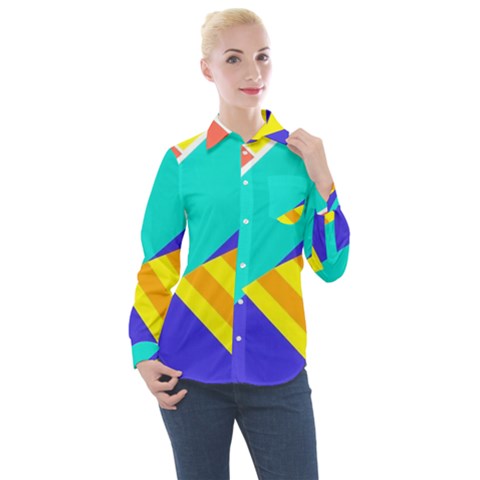 Geometric  Design 04 Women s Long Sleeve Pocket Shirt by myclothy