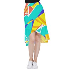 Geometric  Design 04 Frill Hi Low Chiffon Skirt