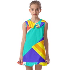 Geometric  Design 04 Kids  Pilgrim Collar Ruffle Hem Dress