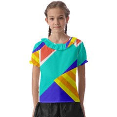 Geometric  Design 04 Kids  Frill Chiffon Blouse