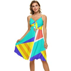 Geometric  Design 04 Sleeveless Tie Front Chiffon Dress