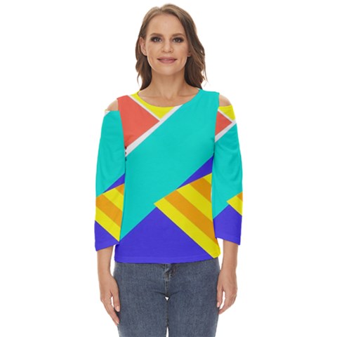 Geometric  Design 04 Cut Out Wide Sleeve Top by myclothy