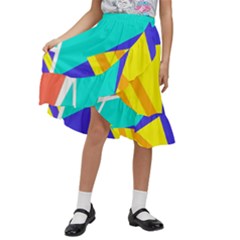 Geometric  Design 04 Kids  Ruffle Flared Wrap Midi Skirt by myclothy