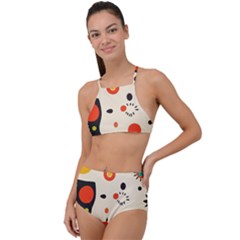 Geometric Design Halter Tankini Set