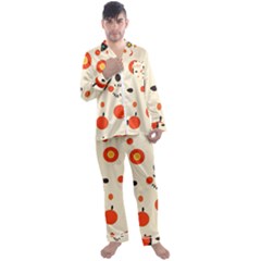 Geometric Design Men s Long Sleeve Satin Pajamas Set