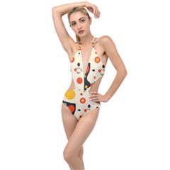 Geometric Design Plunging Cut Out Swimsuit