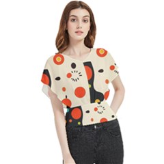 Geometric Design Butterfly Chiffon Blouse