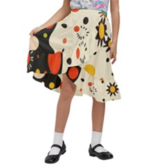 Geometric Design Kids  Ruffle Flared Wrap Midi Skirt by myclothy