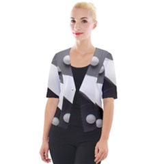 Geometric Design O6 Cropped Button Cardigan