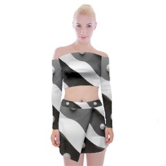 Geometric Design O6 Off Shoulder Top With Mini Skirt Set