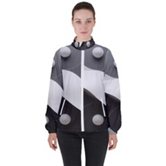 Geometric Design O6 Women s High Neck Windbreaker