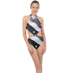 Geometric Design O6 Halter Side Cut Swimsuit