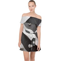 Geometric Design O6 Off Shoulder Chiffon Dress