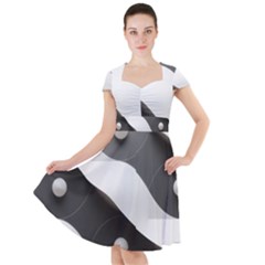 Geometric Design O6 Cap Sleeve Midi Dress