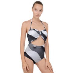 Geometric Design O6 Scallop Top Cut Out Swimsuit