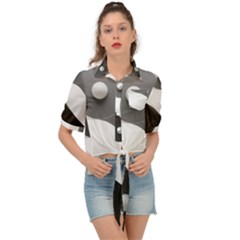 Geometric Design O6 Tie Front Shirt 