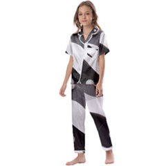 Geometric Design O6 Kids  Satin Short Sleeve Pajamas Set