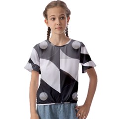 Geometric Design O6 Kids  Cuff Sleeve Scrunch Bottom T-shirt