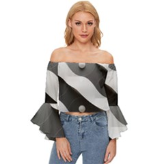 Geometric Design O6 Off Shoulder Flutter Bell Sleeve Top