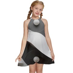 Geometric Design O6 Kids  Halter Collar Waist Tie Chiffon Dress by myclothy