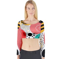 Geometric Design 07 Long Sleeve Crop Top